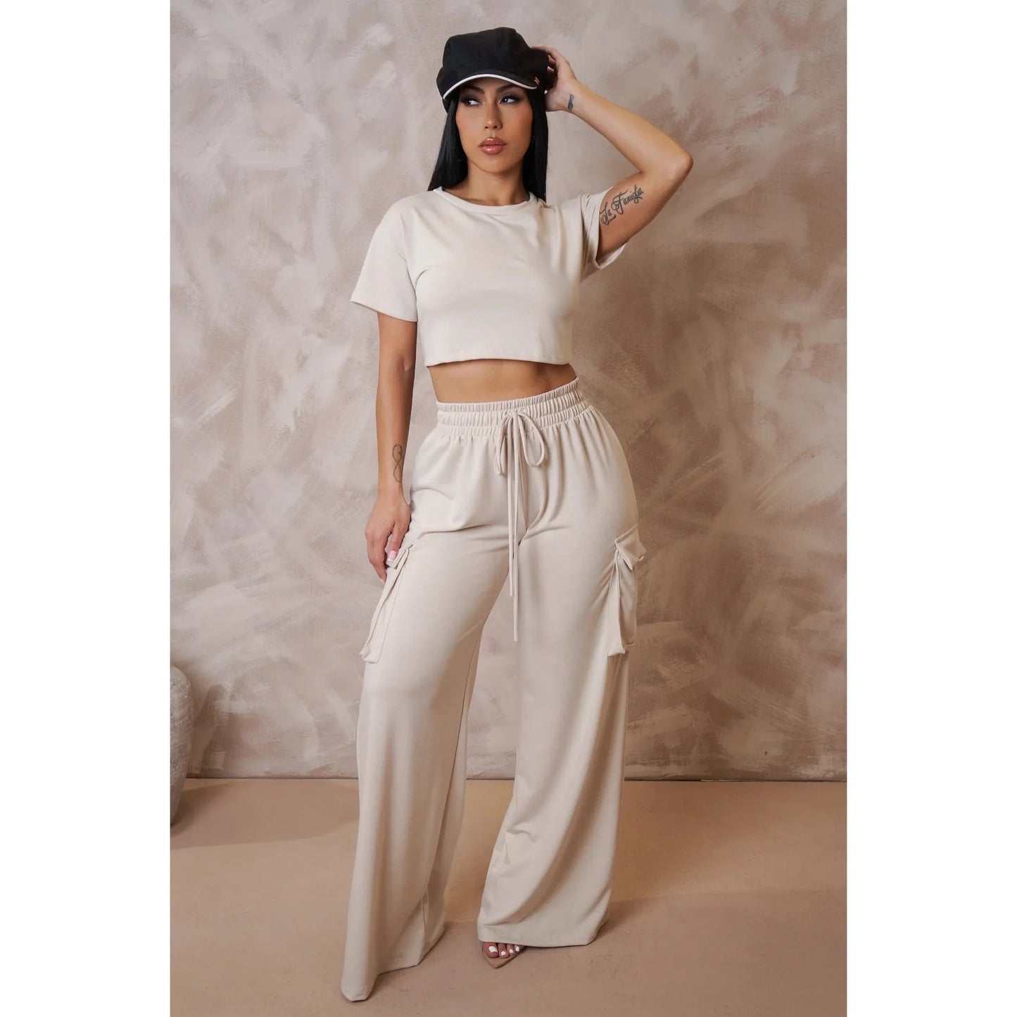 Vibes Pants Set- New Beige Basic