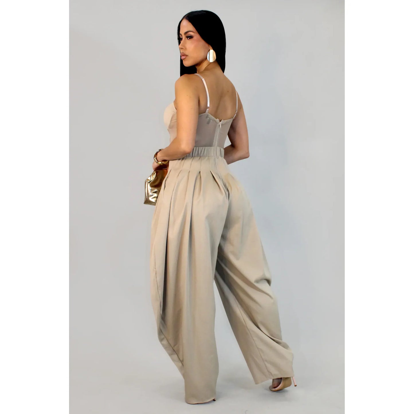 After Dark Luxe Jumpsuit Taupe -New Arrival
